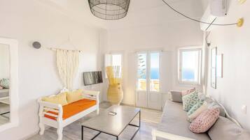 Suíte grand, vista para o mar (Split Level) | Roupas de cama premium, edredons de pluma, frigobar, cofres nos quartos