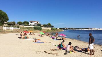 Beach nearby, sun-loungers, beach towels