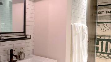 Loft 303 | Bathroom | Shower, free toiletries, hair dryer, bathrobes