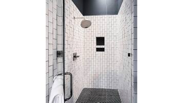 Loft 201 | Bathroom | Shower, free toiletries, hair dryer, bathrobes
