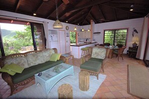 TV, DVD player - Escape to "Over the Rainbow" – your own private Caribbean cottage complete with a private pool, ocean view, and a/c. Experience tranquility in a stunning tropical paradise. Book your dream getaway today! (St John)