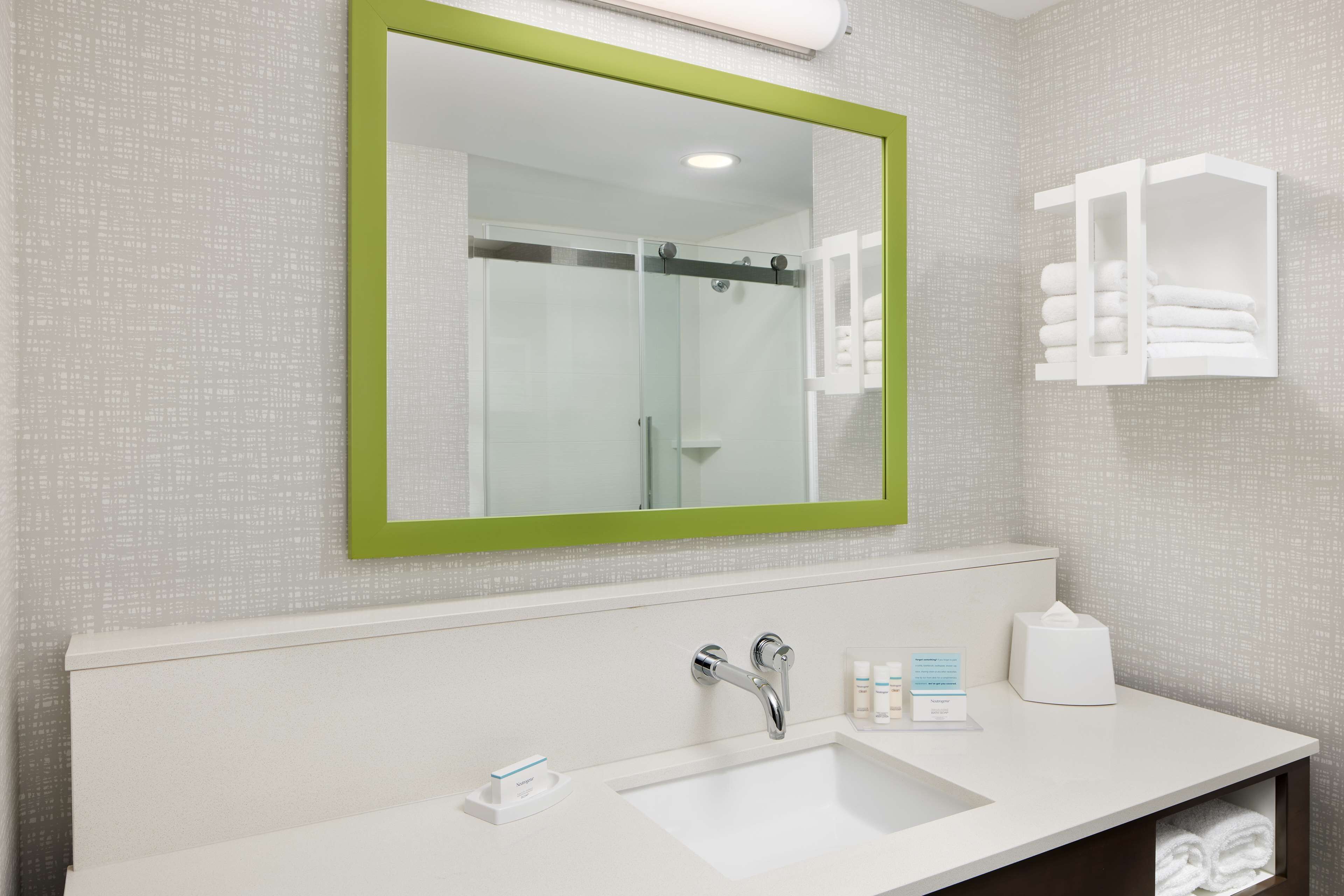 room, 2 queen beds, refrigerator & microwave | bathroom shower