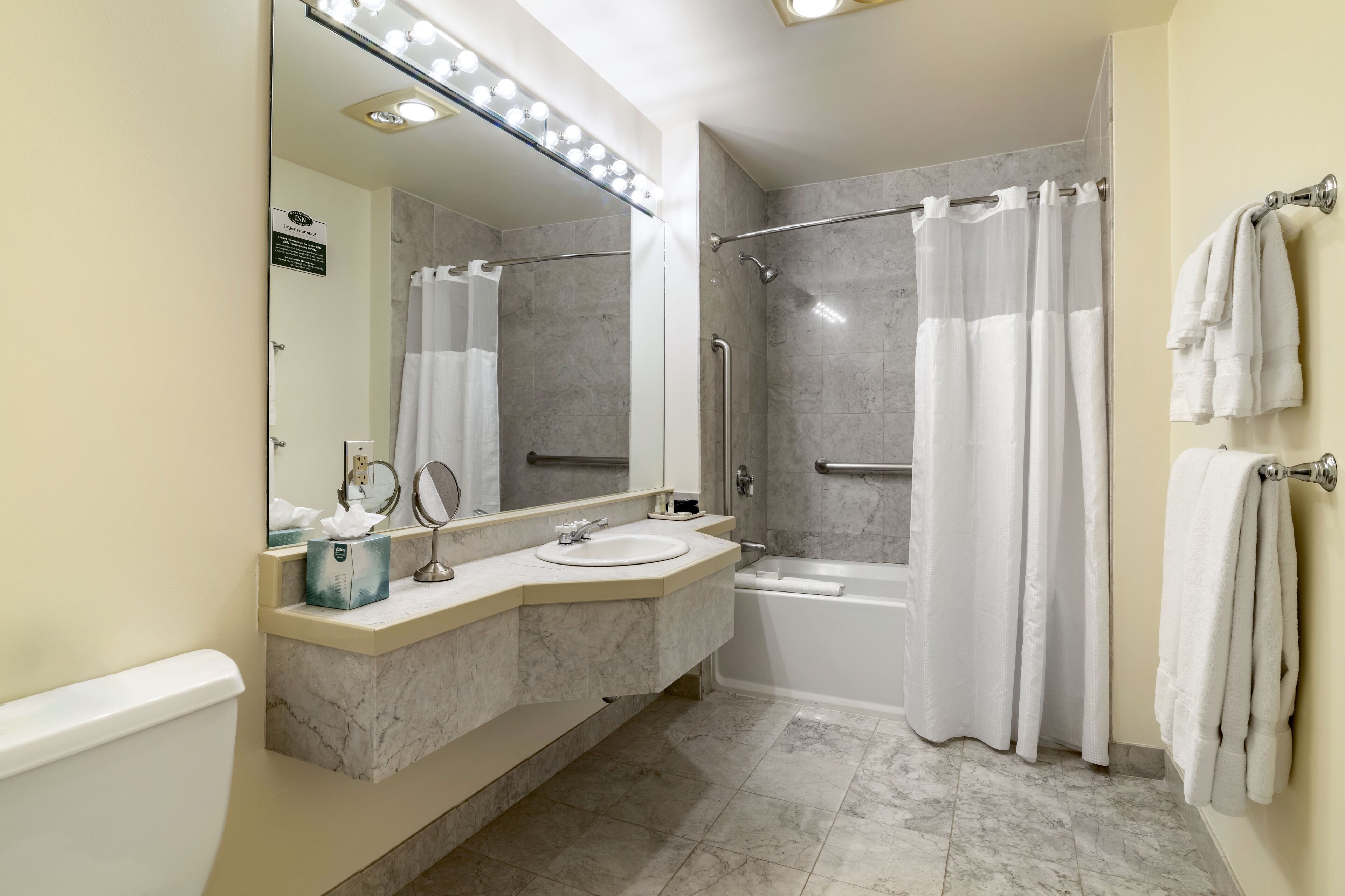 deluxe double room, multiple beds | bathroom | free toiletries, hair dryer, bathrobes, towels