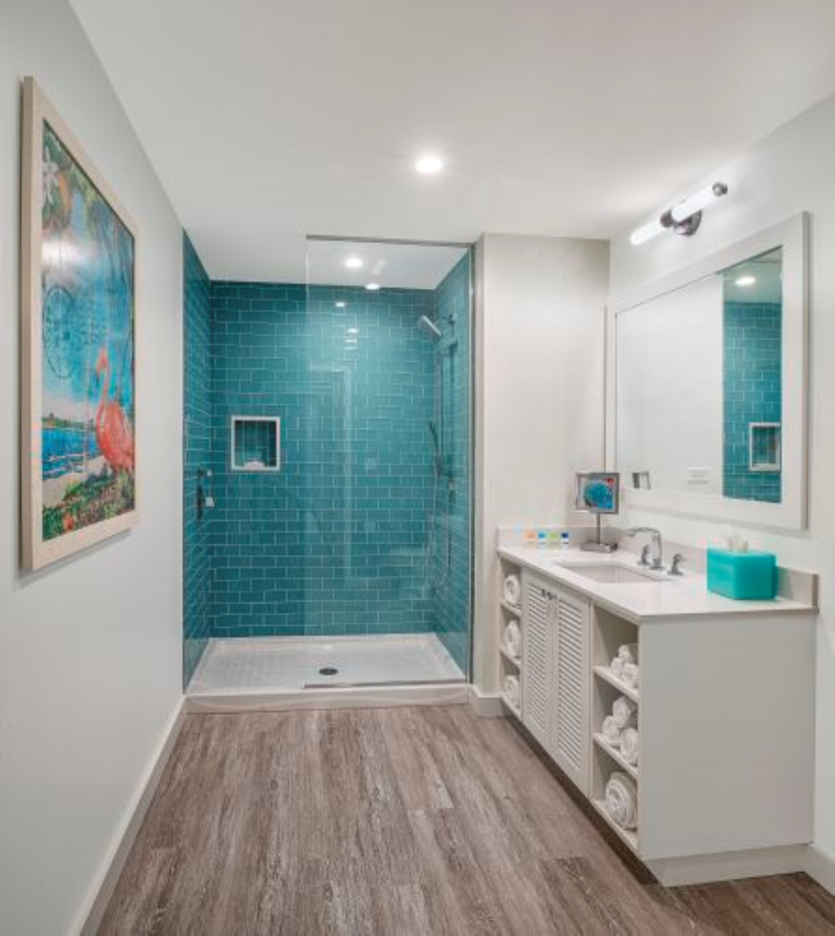 shower, hair dryer, dressing gowns, towels