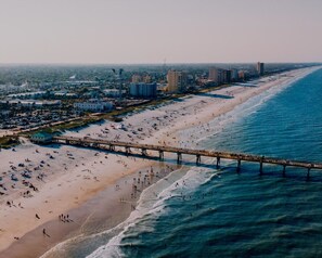 On the beach, white sand