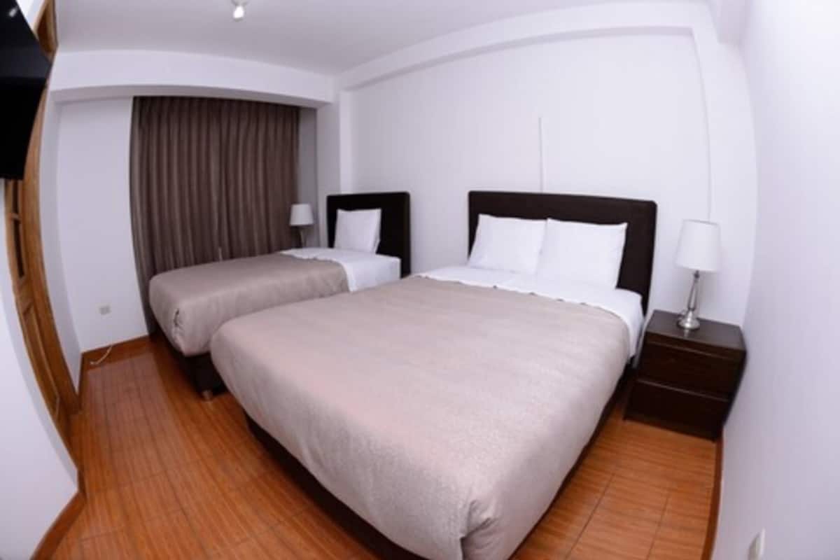 Desk, laptop workspace, blackout drapes, WiFi (free)