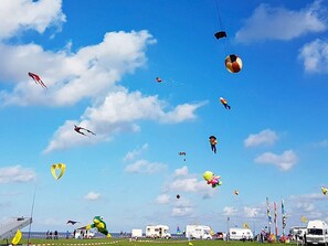 A clear sky with various kites flying. - Holiday Home in Otterndorf (Otterndorf)