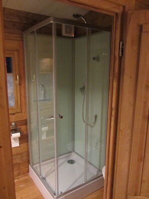 Shower, hair dryer, soap