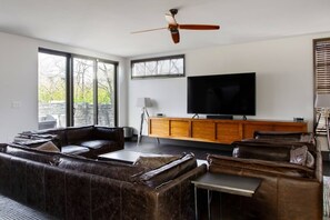 Smart TV, caminetto, videogiochi, lettore DVD