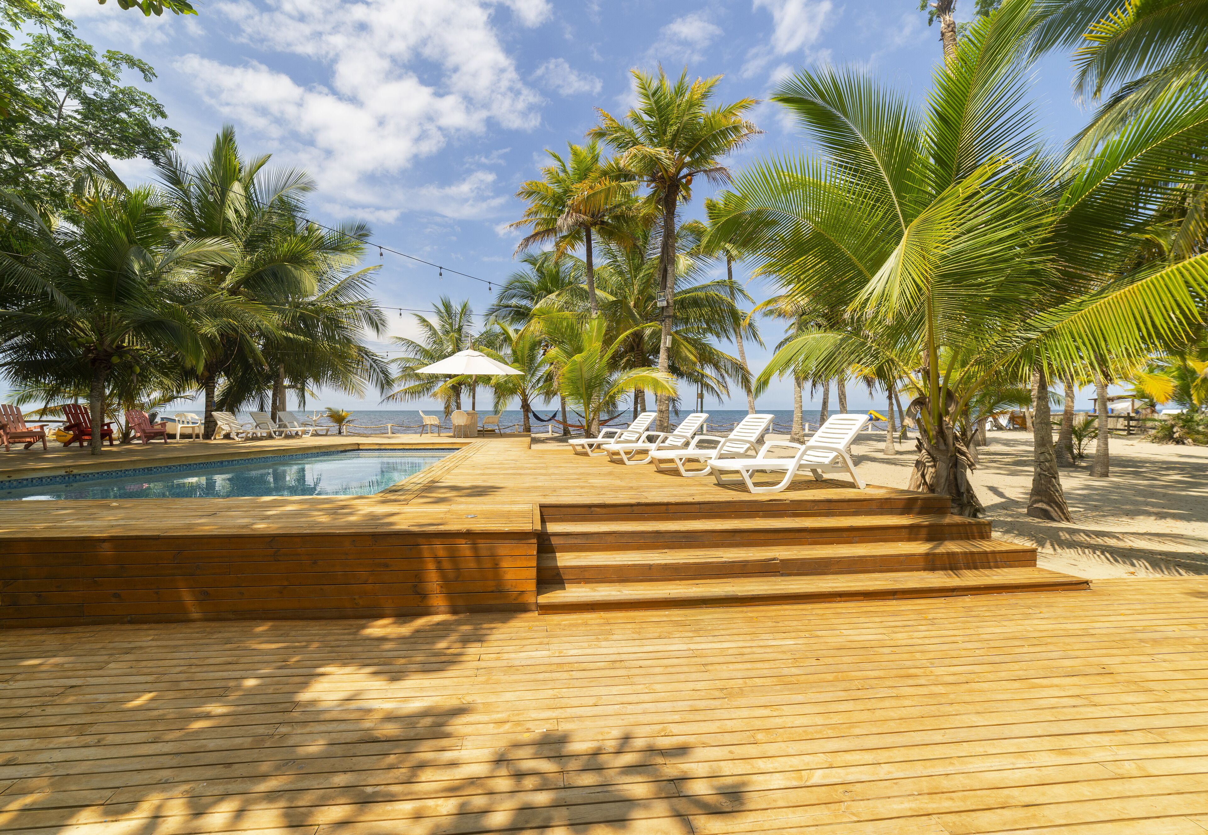 Outdoor pool, pool loungers