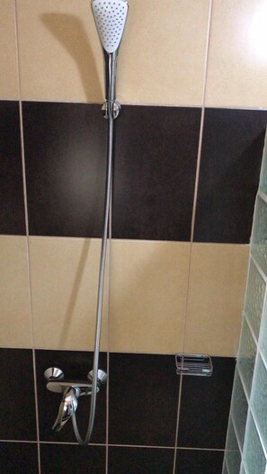 Douche, articles de toilette (gratuits), séchoir à cheveux