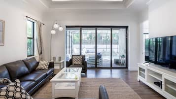 Smart TV, music library, stereo