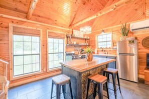 Fridge, microwave, oven, stovetop - The Camphouse ~ ON Livingston Creek (Mountain View)