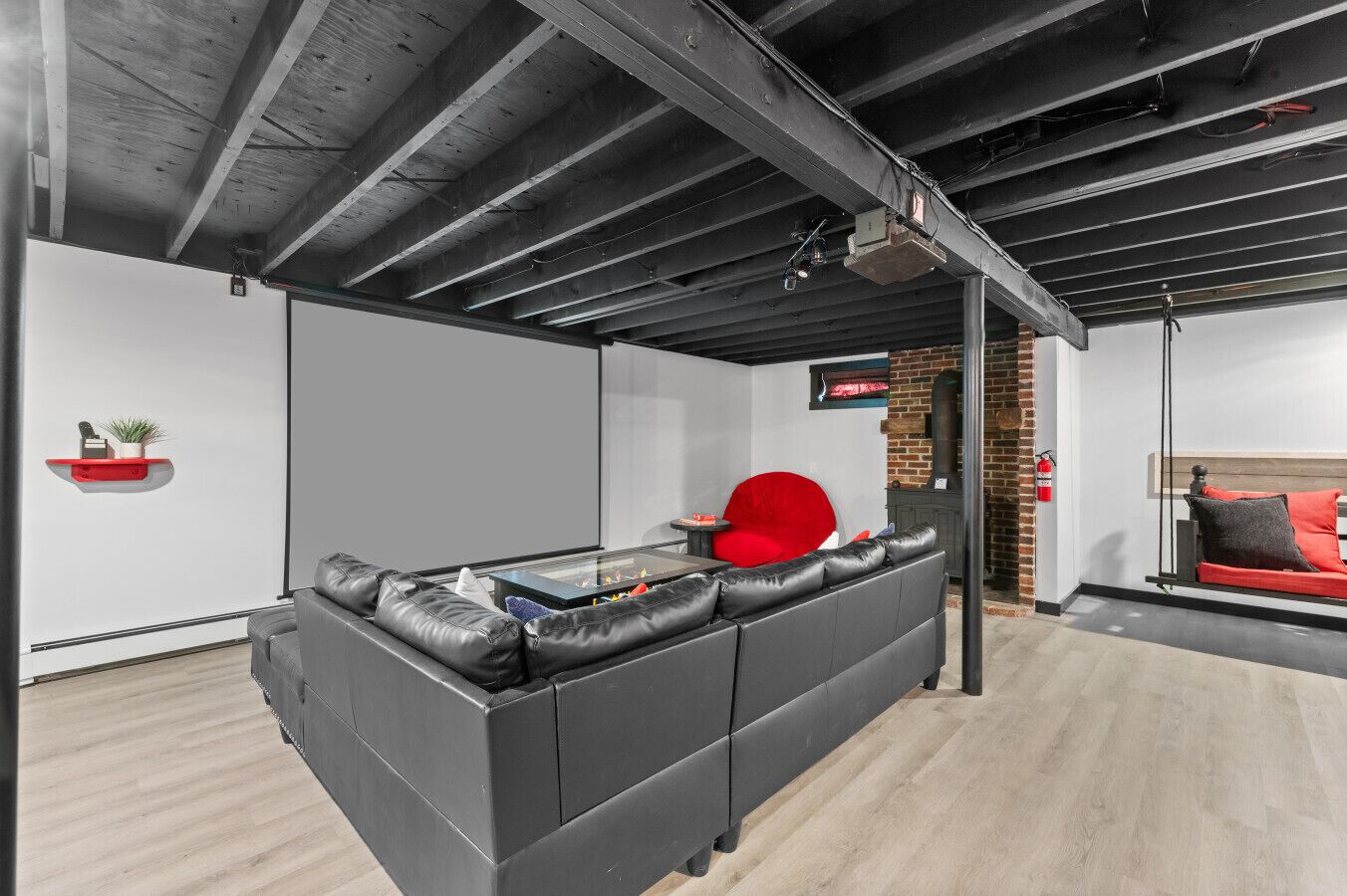 Smart TV, fireplace, foosball, table tennis