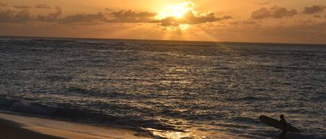Beach nearby, sun-loungers, beach towels