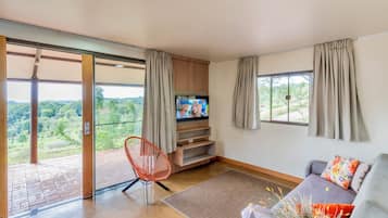 Family Cabin | Living area | 32-inch Smart TV with digital channels, Netflix, streaming services