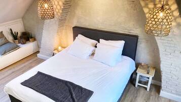 Individually decorated, desk, laptop workspace, blackout curtains