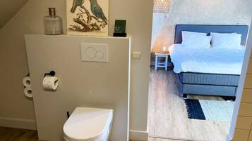 Individually decorated, desk, laptop workspace, blackout curtains