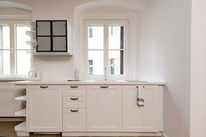 Family Apartment | Private kitchen | Mini-fridge, microwave, stovetop, dishwasher - Łazienna Premier (Torun)