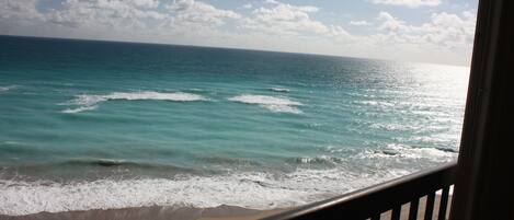 On the beach, sun loungers, beach towels