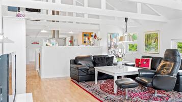 Televisie, een open haard en een dvd-speler