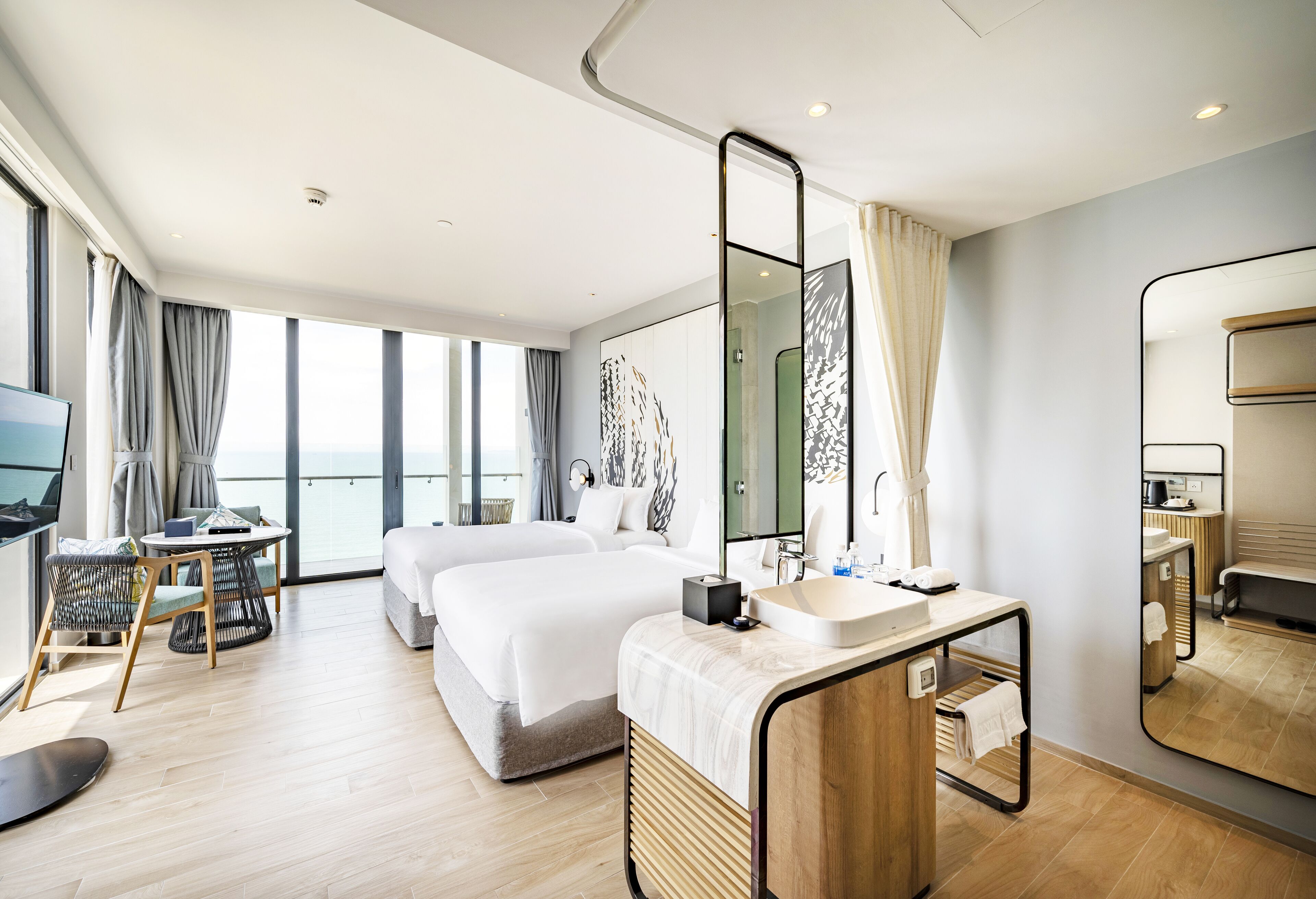 Premier Deluxe Ocean View Twin | Utsikt mot strand/hav