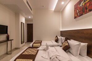 Premium bedding, desk, soundproofing, iron/ironing board