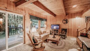 Cabin, 3 Bedrooms, Fireplace, Mountain View | Living room