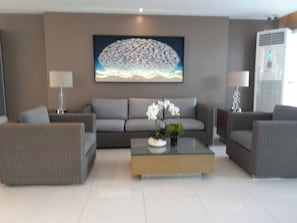 Condo, 1 Bedroom, City View | Living area | Books