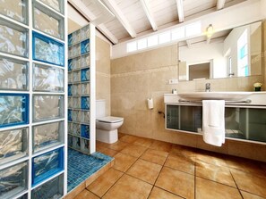 Een haardroger, handdoeken