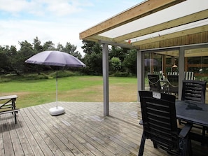 Outdoor dining - 5 Person Holiday Home in Vejers Strand (Vejers Strand)