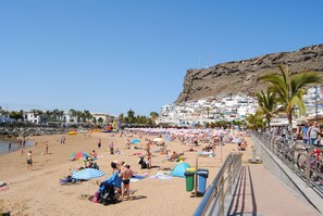 On the beach, beach towels