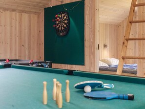 A room with a dartboard, billiards table, and a pool table. - Attractive Holiday Home in Vaggerlose near Sea (Idestrup)