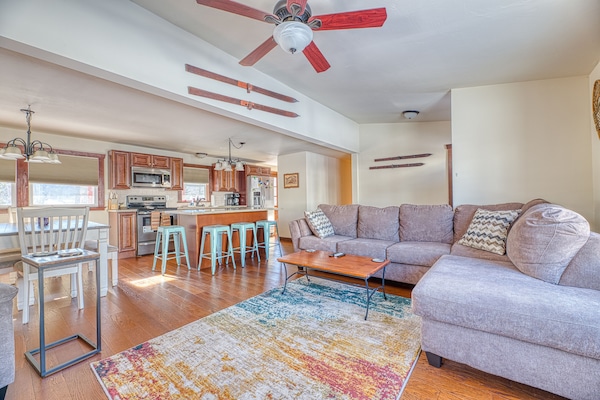 living room and upstairs kitchen