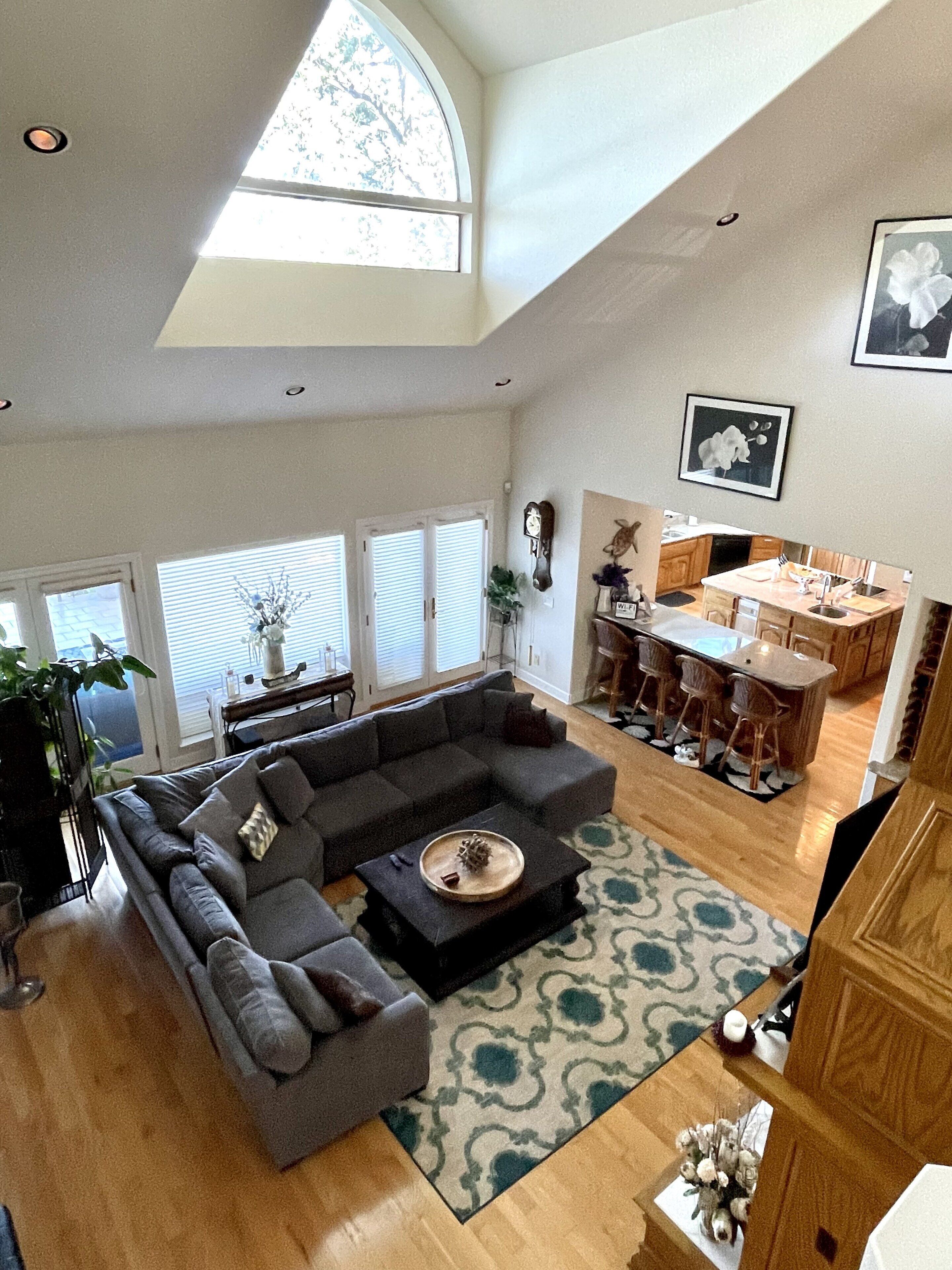 Smart TV, fireplace, DVD player, foosball