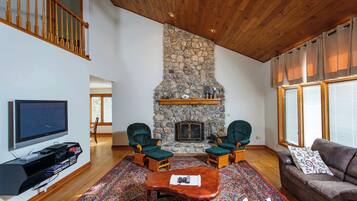 TV, fireplace, foosball, offices