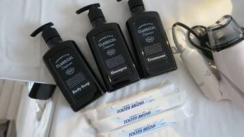 Hair dryer, towels