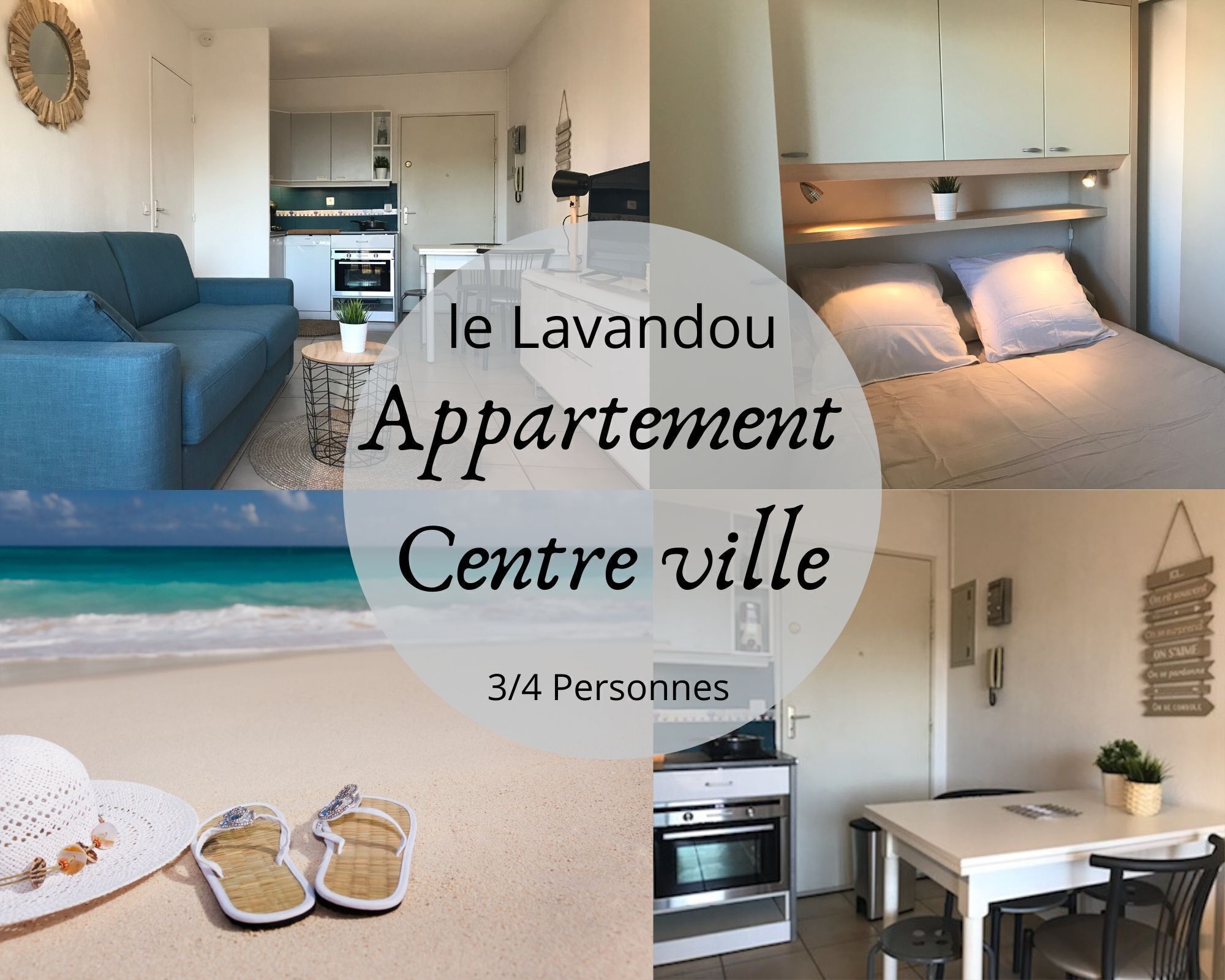 Apartment in the heart of the village 100 m from the beach with parking