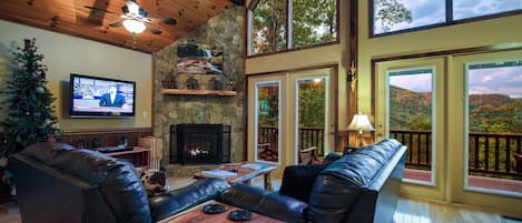 Televisión y chimenea