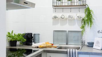 Apartment, Patio | Private kitchen | Full-size fridge, oven, stovetop, espresso maker