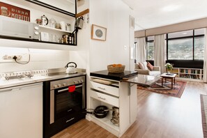 Comfort Studio | Private kitchen | Fridge, microwave, oven, stovetop