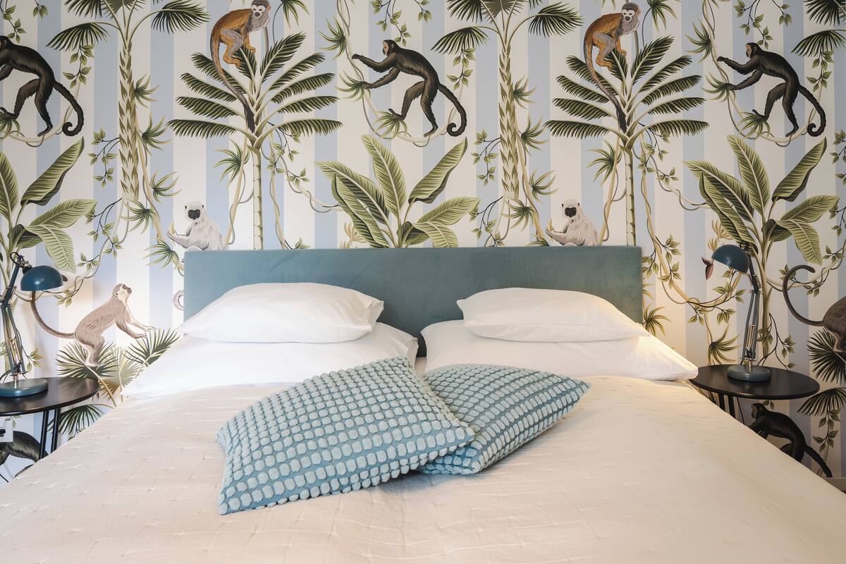 blue flat by GrazRentals incl. free parking | Peralatan tempat tidur premium, ruang kerja komputer riba 