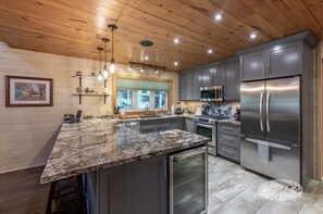 Fridge, dining tables