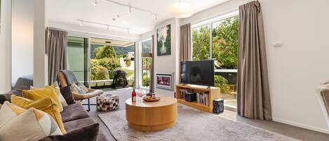 TV, fireplace, DVD player