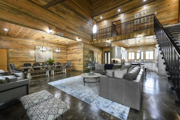TV, fireplace, video games, DVD player