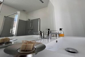 Douche, serviettes fournies