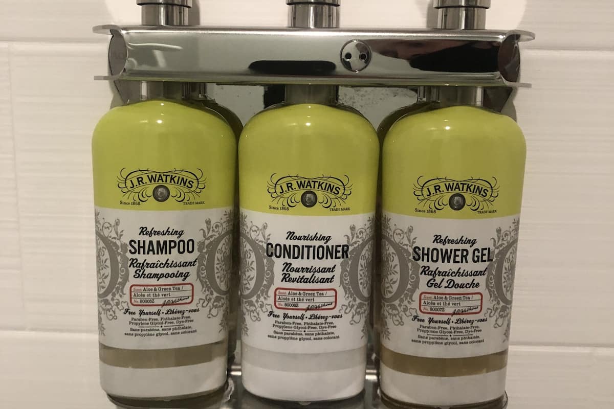 free toiletries, hair dryer, towels, soap