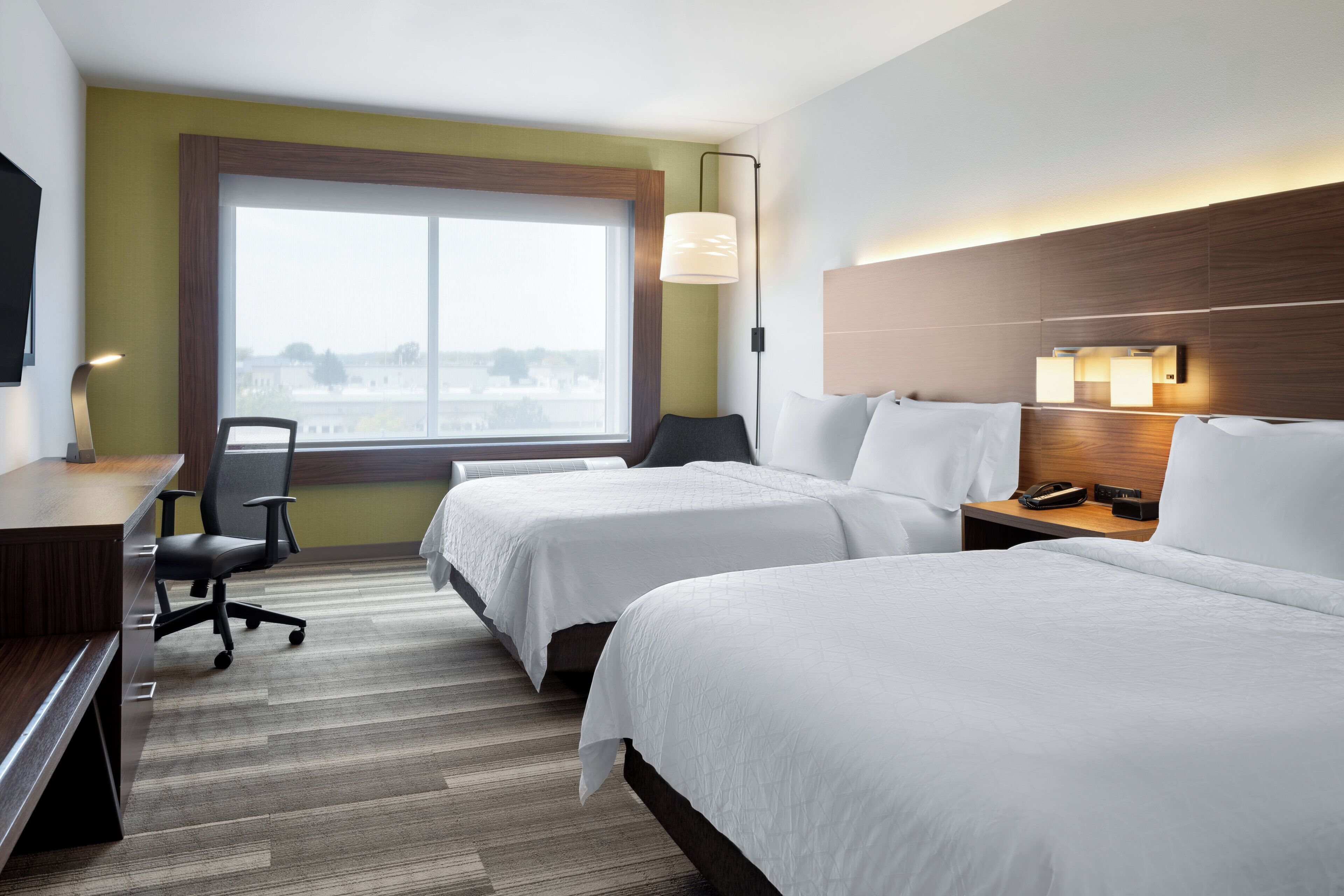 standard room, 2 queen beds | in-room safe, desk, laptop workspace, blackout curtains