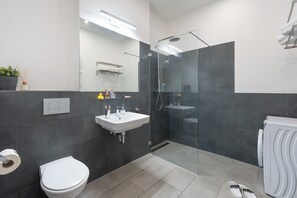 淋浴设施、吹风机、毛巾、肥皂