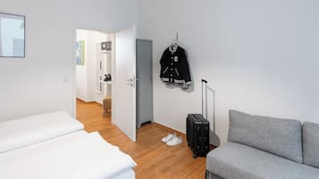 2 bedrooms, in-room safe, iron/ironing board, travel cot